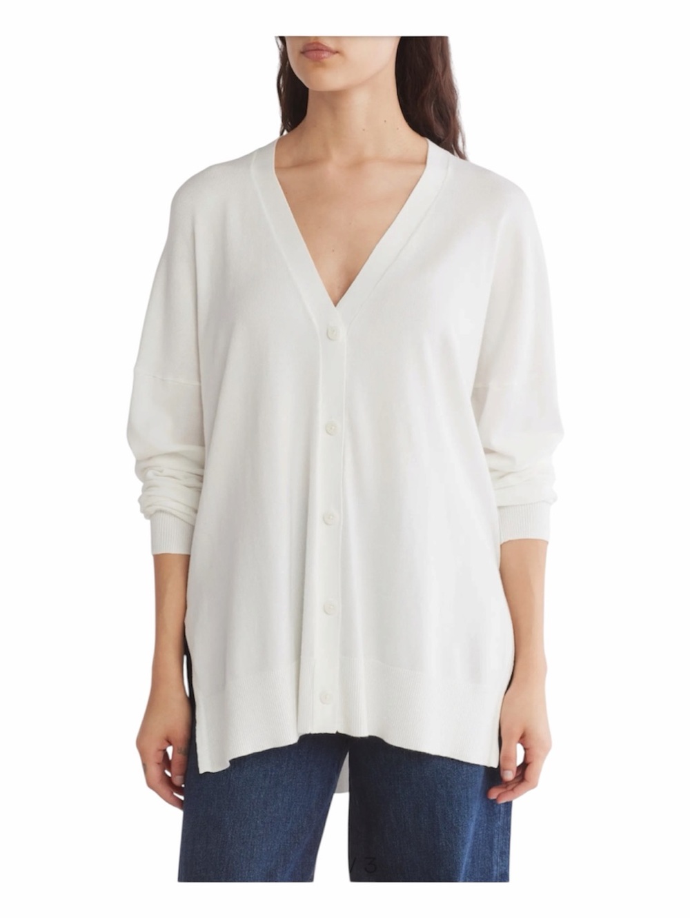 Splendid Jette Cardigan Sold Out White  Oversized V-neck. Button Down WM SZ M